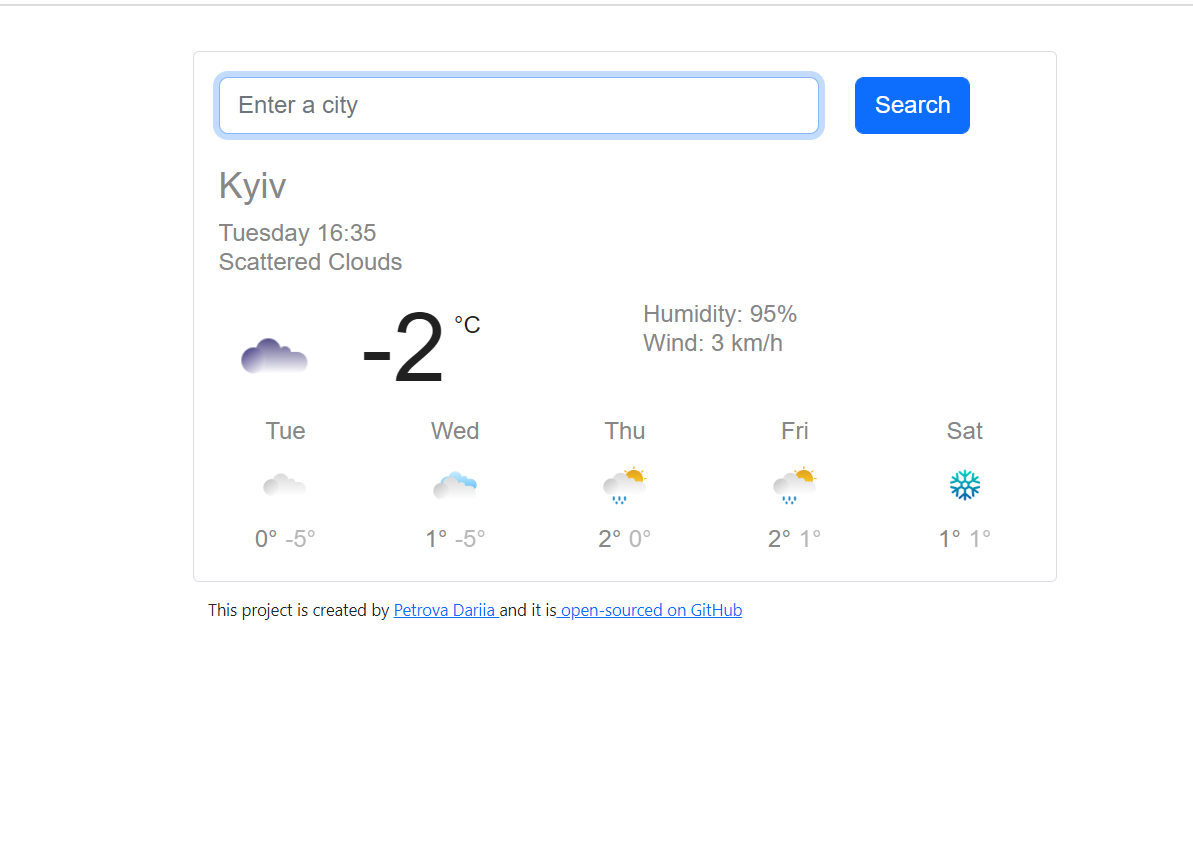 Weather app preview